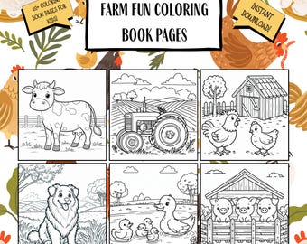 Más de 20 páginas para colorear de animales de granja para niños / Animales de granja / Páginas para colorear imprimibles / Dibujos para colorear para niños / 20 diseños