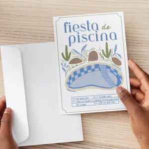 Convite em espanhol: Fiesta de Piscina, Fiesta de Pileta, Convite para festa espanhola, Fiesta de Cumpleaños, Impressão/Digital, Festa de verão