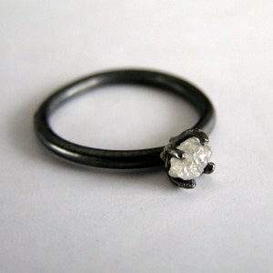 Roh-Diamant-Verlobungsring, ungeschliffener Diamant Ring in Sterling Silber, ungeschliffene Diamant-Ring