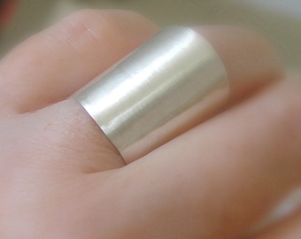 Wide Band Sterling Silver Ring - Matte Finish Statement Ring
