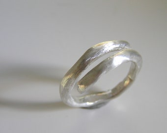Sterling Silver Freeform Mens Ring. Fluid Organic Handcrafted Ring. Everyday silver ring.