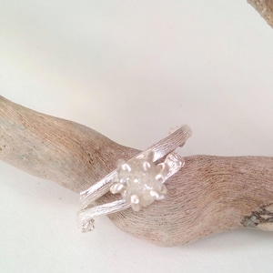 Raw Diamond Engagement Ring, Rough Diamond Ring in Sterling Silver Twig Ring, Unique Nature Inspired Engagement Ring. Uncut Diamond Ring image 2