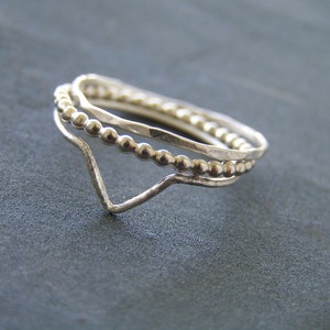 Set of Three Sterling Silver Skinny Stacking Rings. image 1