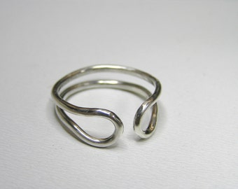 two loop sterling silver ring. Minimalist sterling silver ring. Unisex sterling silver ring.