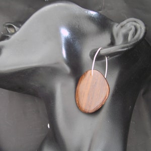Cocobolo Rosewood Drop Sterling Silver Earrings. Handmade Natural Wood Earrings On Sterling Silver. image 1