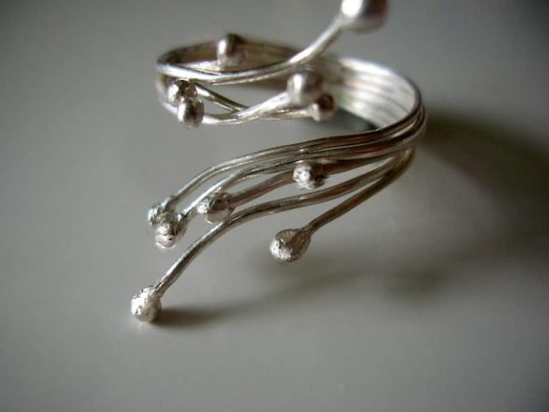 Sterling Silver Twig Ring Blossoming Branches Adjustable Ring. Made to order. image 2