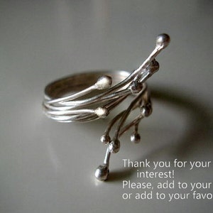 Sterling Silver Twig Ring Blossoming Branches Adjustable Ring. Made to order. image 4