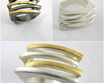 Sterling Silver Statement Ring. Modern Sterling Silver Ring. Contemporary Silver Ring.