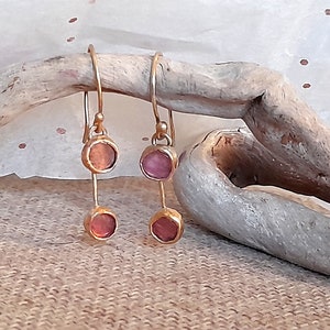 Tourmaline gold plated sterling silver dangle earrings. image 4