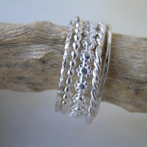 Set Of Five 1.5mm Smooth Stacking Rings - Sterling Silver 925, Handmade In UK