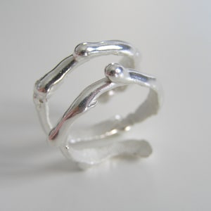 Triple Sterling Silver Adjustable Ring. Fluid Organic Handcrafted Ring. Freeform Silver Ring. Everyday silver ring.