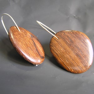 Cocobolo Rosewood Drop Sterling Silver Earrings. Handmade Natural Wood Earrings On Sterling Silver. image 7