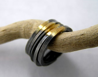 1 oxidized gold plated sterling silver square band stacking ring.