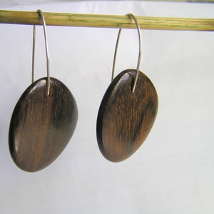 Cocobolo Rosewood Drop Sterling Silver Earrings. Handmade Natural Wood Earrings On Sterling Silver. image 5