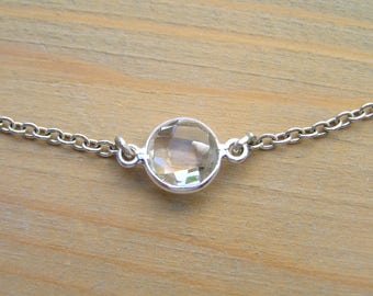 Crystal Clear Quartz Silver Necklace. 925 Sterling Silver Bezel Crystal Quartz pendant. Dainty necklace