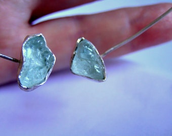 Aquamarine Sterling Silber Choker Halskette - Verstellbare offene Manschette