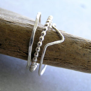 Set of Three Sterling Silver Skinny Stacking Rings. image 5