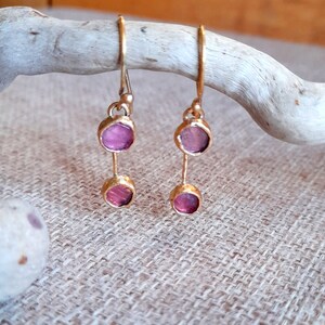 Tourmaline gold plated sterling silver dangle earrings. image 6