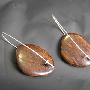 Cocobolo Rosewood Drop Sterling Silver Earrings. Handmade Natural Wood Earrings On Sterling Silver. image 6