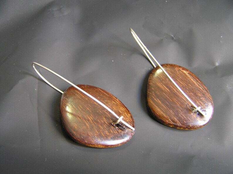 Cocobolo Rosewood Drop Sterling Silver Earrings. Handmade Natural Wood Earrings On Sterling Silver. image 6