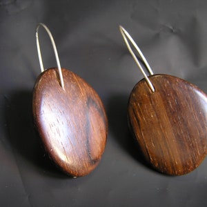 Cocobolo Rosewood Drop Sterling Silver Earrings. Handmade Natural Wood Earrings On Sterling Silver. image 2