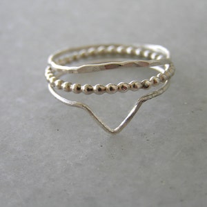 Set of Three Sterling Silver Skinny Stacking Rings. image 3