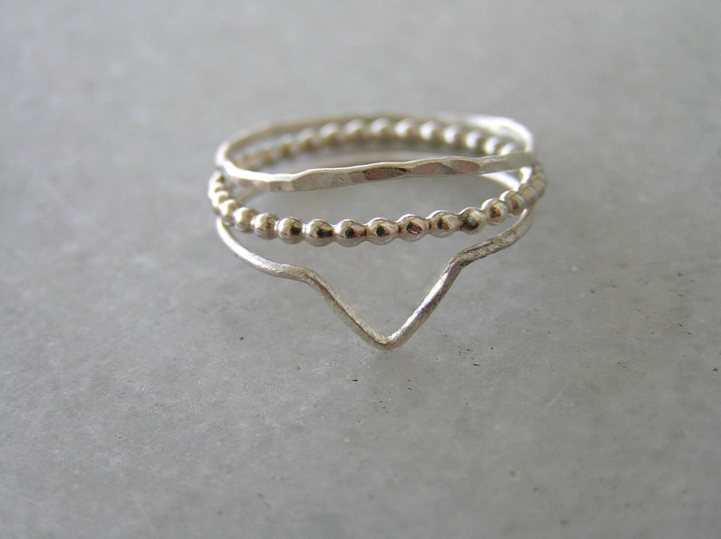 Set of Three Sterling Silver Skinny Stacking Rings. image 3