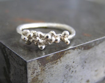 Handmade Sterling Silver Bubble Ring - Size 7