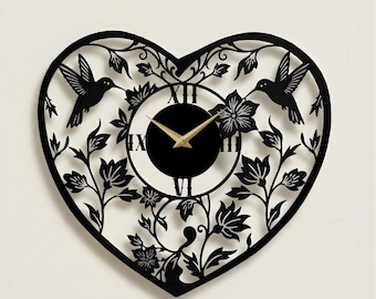 Hummingbird Metal Wall Clock: Nature Inspired Metal Art, Floral Sign for Bird Lovers