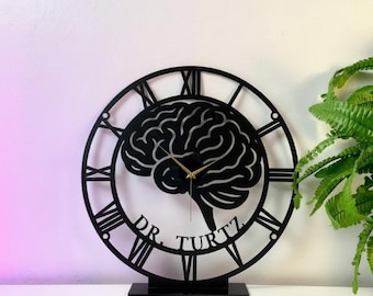 Orologio da tavolo in metallo con scritta "Break Doctor": decorazione personalizzata per l'ufficio del neurologo, regalo per professionisti medici