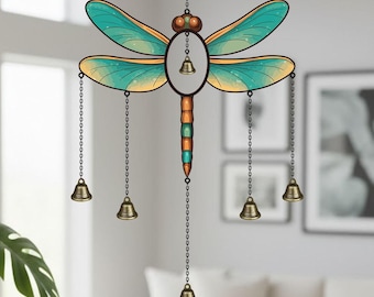 Dragonfly Metal Wind Chime: Colorful Outdoor Garden Decor, Nature Inspired Wind Bell Ornament
