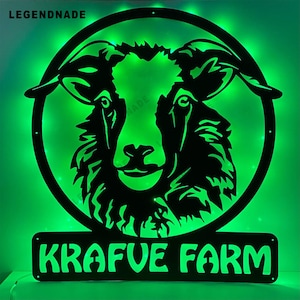 Personalized Jacob Sheep Metal Sign – Farmhouse Decor LED Light – Custom Sheep Metal Wall Art – Animal Lover Gift – Farm Sign Wall Decor