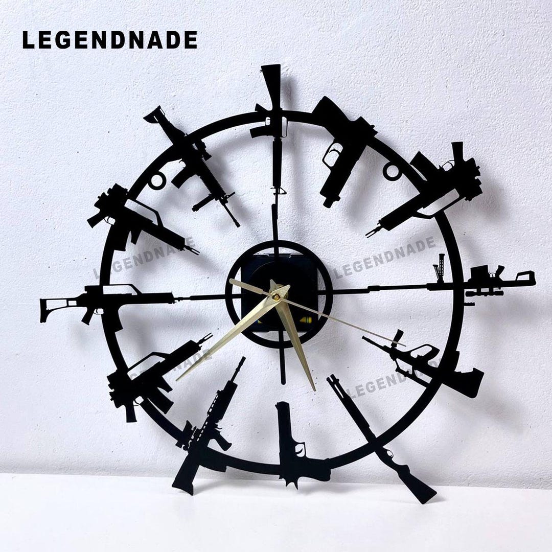 Gun Metal Wall Clock, Firearms-themed Clock Decor for Gun Shop or Home ...