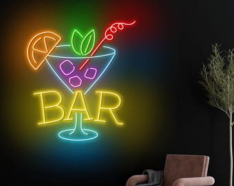 Cocktail-Leuchtreklame für Bar-Wanddekor, Bar-Leuchtreklame, benutzerdefinierte Leuchtreklame, Hausbar-Wanddekor, Geschenk für Cocktail-Liebhaber, Mannhöhlendekor