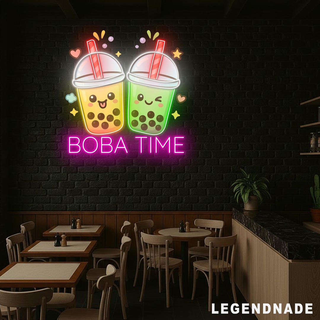 Boba Tea Neon Sign, Milk Tea Neon Light, Custom Neon Sign, Dessert Shop ...