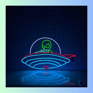 Alien UFO Neon Sign, Alien UFO Led Sign, UFO Alien Led Light, Alien Neon Light, Alien Ufo Wall Art, Alien Ufo Home Wall Decor