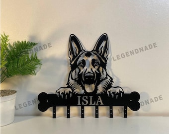 Custom German Shepherd Dog Metal Coat Rack, Personalized Shepherd Dog Key Holder, Pet Memorial Sign Gift, Entryway Housewarming Home Decor