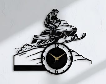 Snowmobile Metal Wall Clock: Winter Sports Wall Clock, Snowmobile Rider Gift, Outdoor Adventure Decor