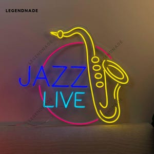 Jazz Live Neon Sign, Saxophone Led Sign, Music Band Led Light, Musical Instrument Neon Light, Music Show Studio Wall Art, Home Wall Decor