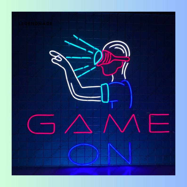 Game on Neon Sign, VR Game Led Sign, VR Game Player Led Light, Gamer ...