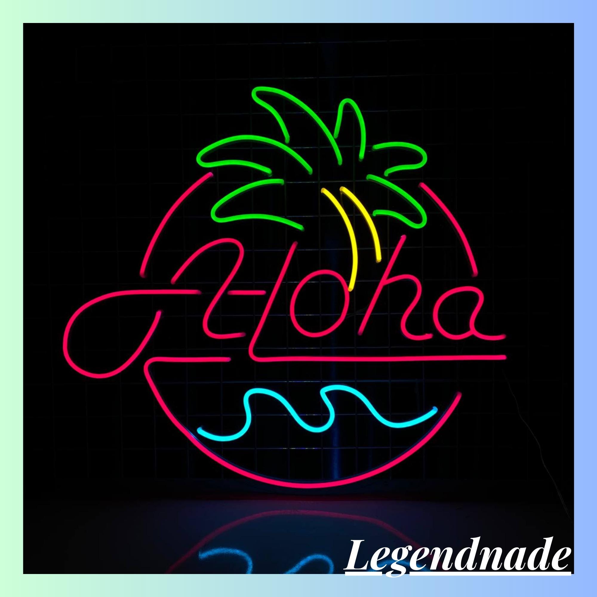 Aloha Neon Sign, Tropical Aloha Led Sign, Custom Text Led Light