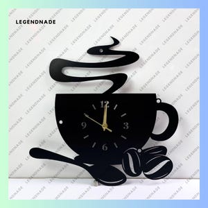 Custom Coffee Wall Clock Unique, Cafe Cup Oversize Wall Clock, Text Year Date Round Wall Clock,Metal Wall Clock, Day Month Circle Wall Clock