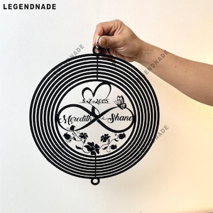 Personalized Infinity Love Metal Wind Spinner, Custom Anniversary Gift Hanging Yard Spinner, Outdoor Garden Decor, Unique Art Gift for Home