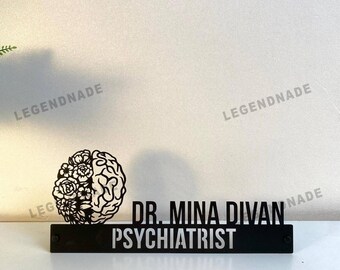 Custom Psychologist Desk Name Plate, Personalized Metal Desk Name Sign Office Decor, Gift for Therapist, Psychologist