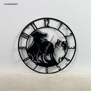 Veterinary Clinic Large Metal Wall Clock, Wall Clock Unique for Home Decor and Wall Arts, Personalized Pet Gift, Dog Cat Clock