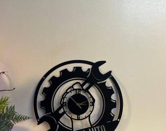 Custom Mechanic Metal Wall Clock, Dad's Mechanic Garage Workshop Metal Clock Decor, Perfect Laser Cut Clock Gifts For Dad