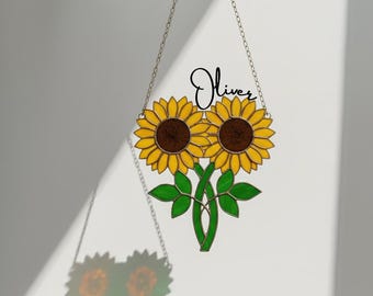 Custom Handmade Stained Glass Sunflower Suncatcher with Name - Sunflower Window Decor - Sunflower Art, Christmas gift
