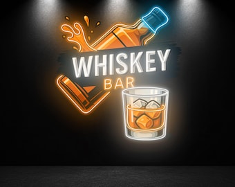 Whiskey Neon Sign, Whiskey Bar LED Wall Light For Bar Pub Man Cave Decor, Custom Neon Light, Unique Gift For Whiskey Lovers