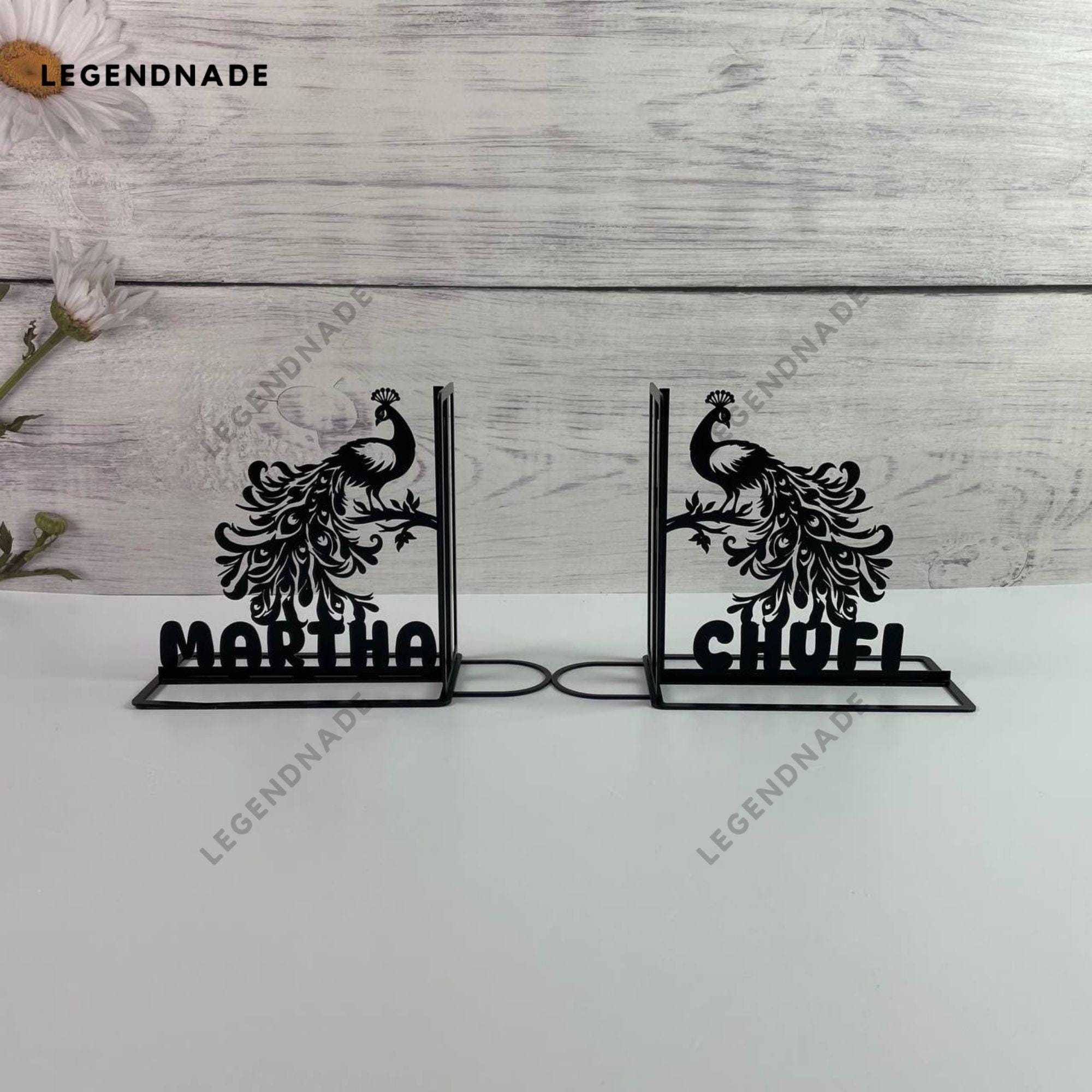 Personalized Peacock Metal Bookend, Peacock Metal Bookends, Bookshelf ...