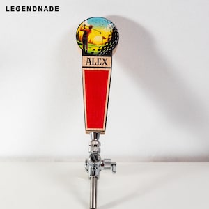 Golf Wooden Beer Tap Handle Personalized – Custom Golf Lover Bar Tap, Unique Gift for Him, Sports Home Bar Accessories Gifts